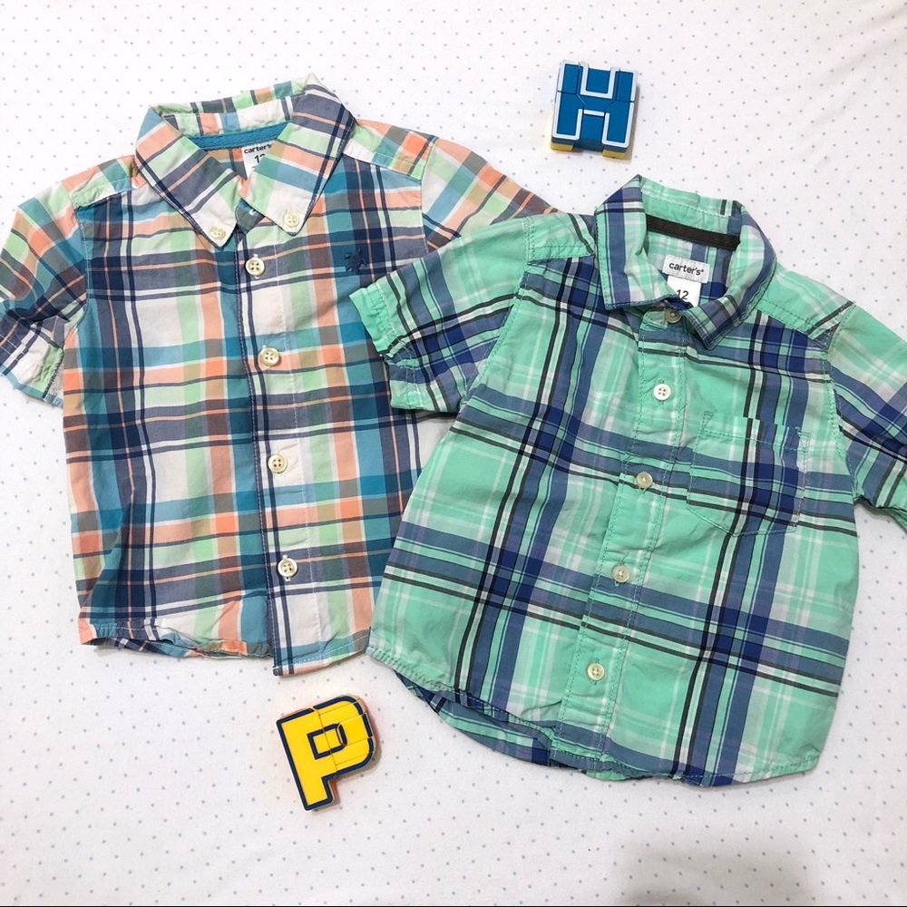 Carters Baby Boy bundle lot of 2 Button Down